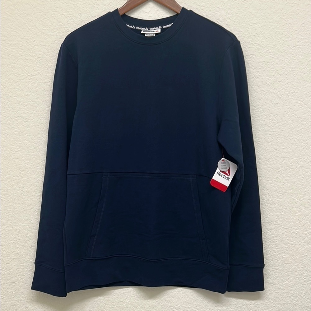 NWT Reebok Men's Navy Sweatshirt with Front Pocket - Small